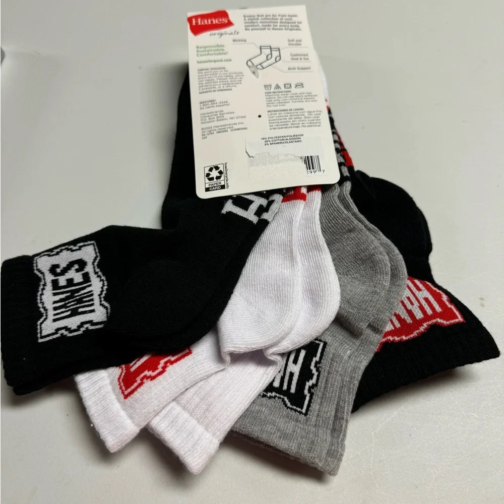 NEW Hanes special edition‎ mens 4-pack ankle socks. Shoe size 6-12